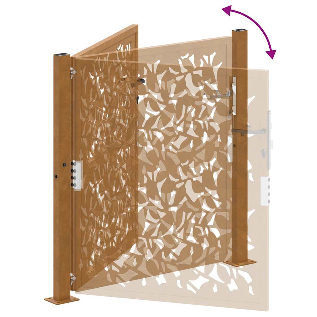 Hageport 105x105 cm oksidert stål bølgedesign