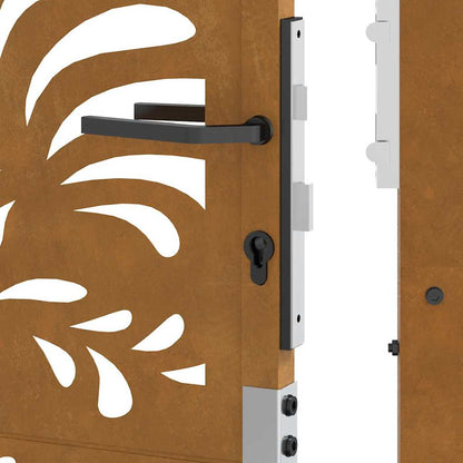 Hageport 105x105 cm oksidert stål bølgedesign