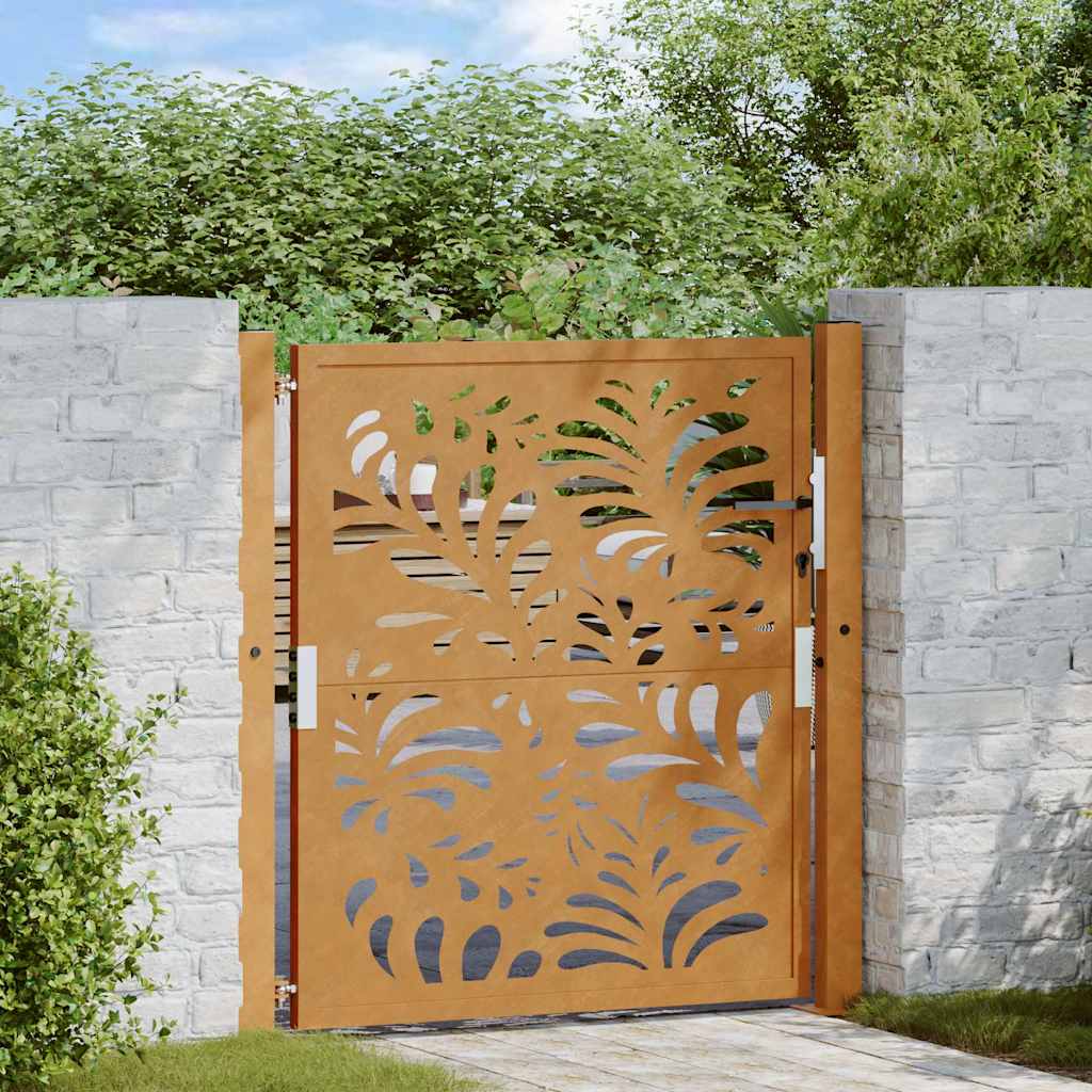 Hageport 105x105 cm oksidert stål bølgedesign