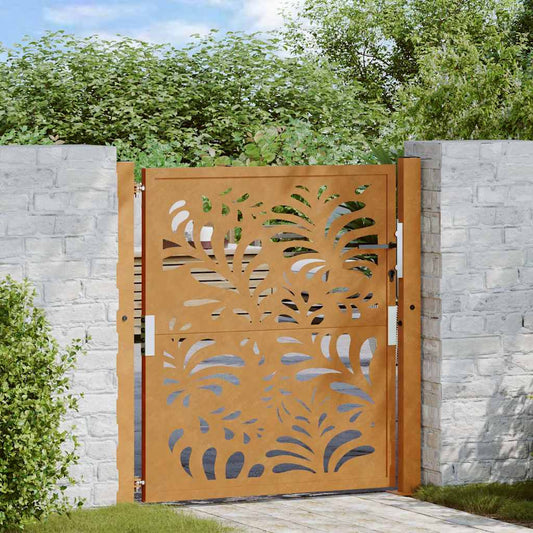 Hageport 105x105 cm oksidert stål bølgedesign