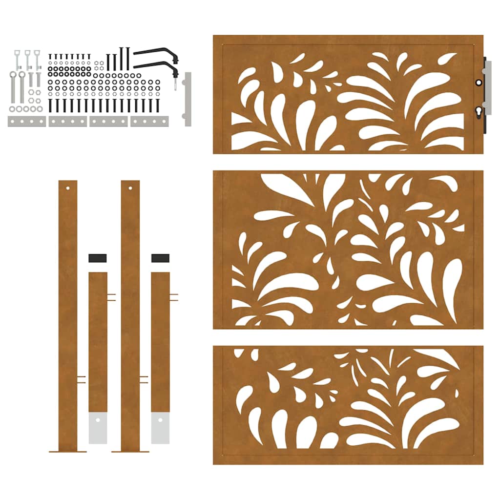 Hageport 105x130 cm oksidert stål bølgedesign