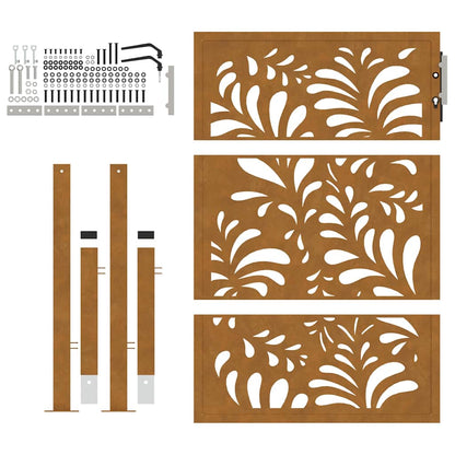 Hageport 105x130 cm oksidert stål bølgedesign