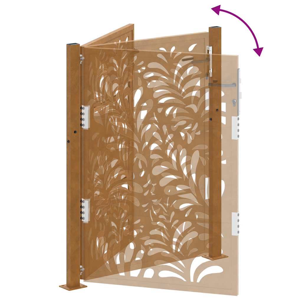 Hageport 105x130 cm oksidert stål bølgedesign