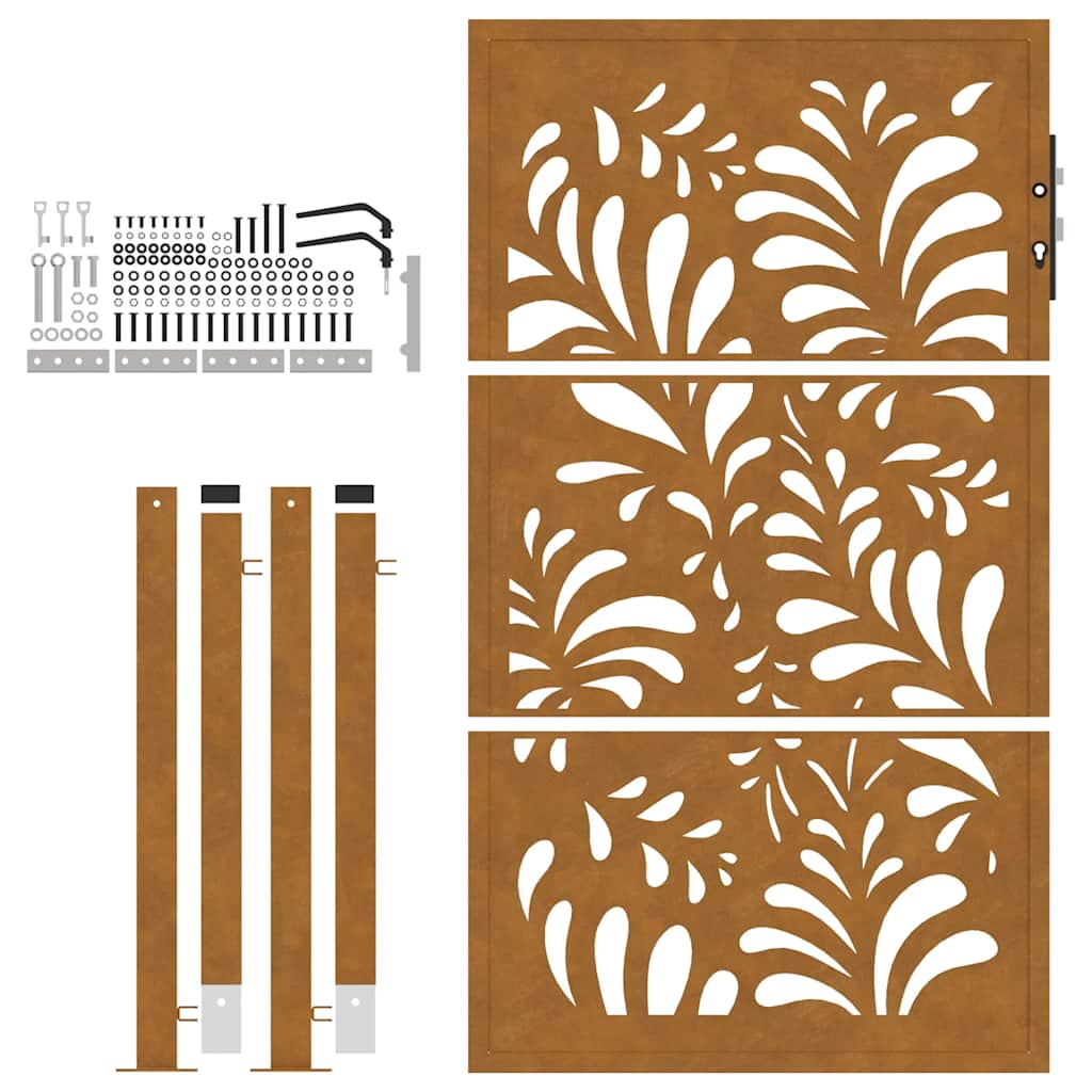 Hageport 105x155 cm oksidert stål bølgedesign