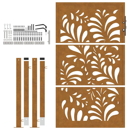 Hageport 105x155 cm oksidert stål bølgedesign