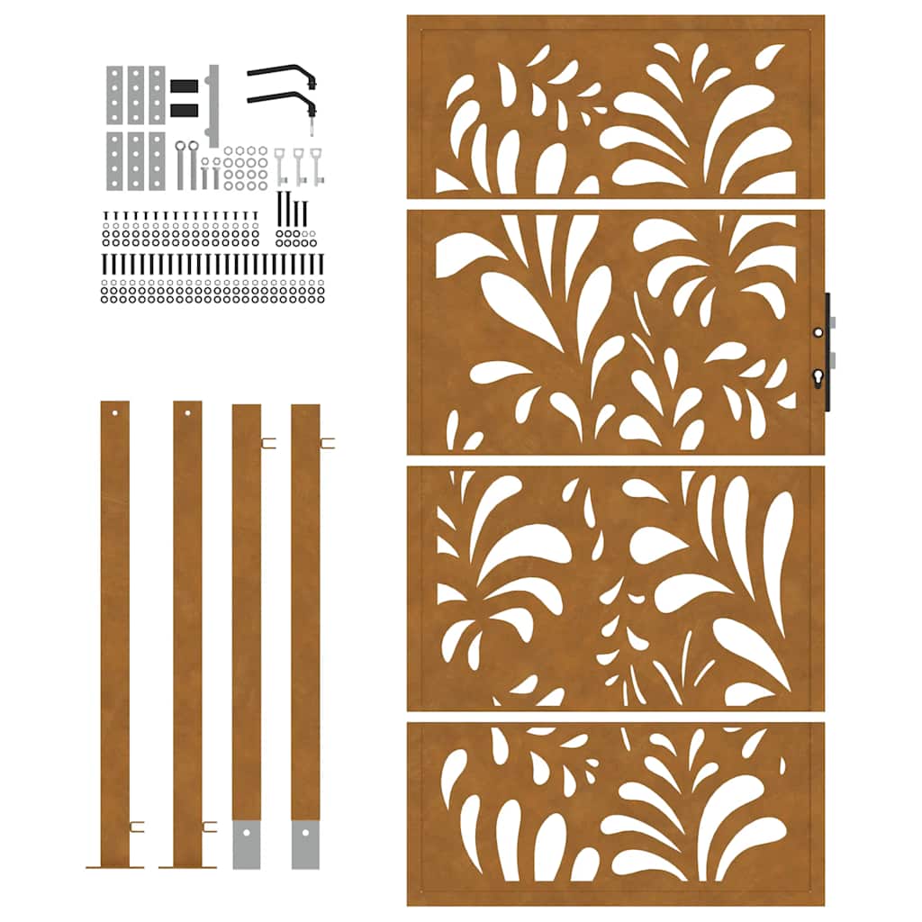 Hageport 105x180 cm oksidert stål bølgedesign