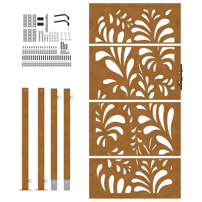 Hageport 105x180 cm oksidert stål bølgedesign