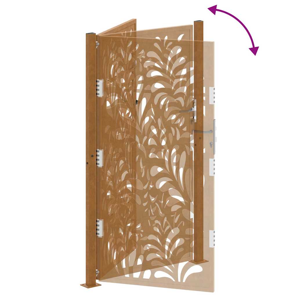 Hageport 105x180 cm oksidert stål bølgedesign