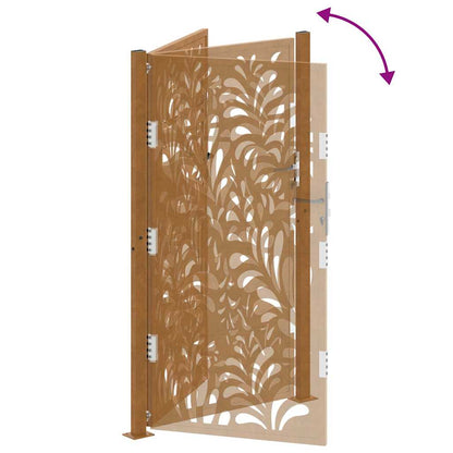 Hageport 105x180 cm oksidert stål bølgedesign