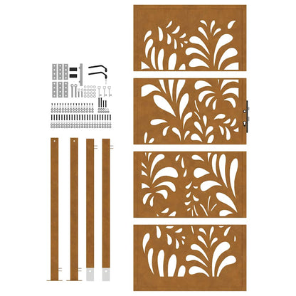 Hageport 105x205 cm oksidert stål bølgedesign