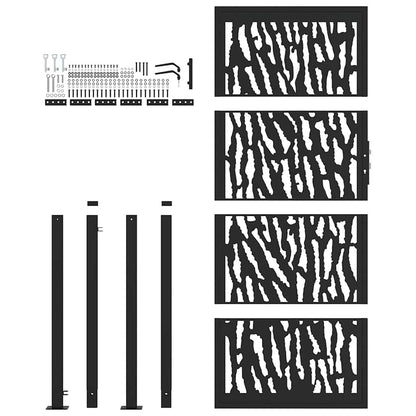 Hageport svart 105x205 cm stål spordesign