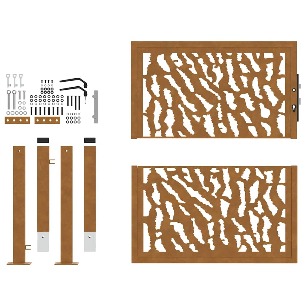 Hageport 105x105 cm oksidert stål spordesign