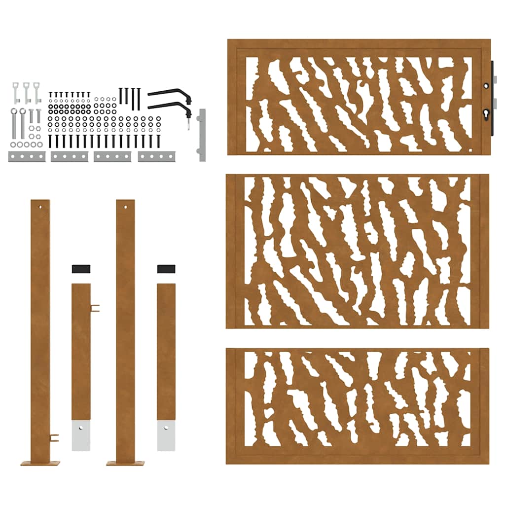 Hageport 105x130 cm oksidert stål spordesign