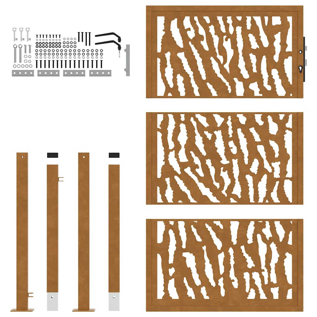 Hageport 105x155 cm oksidert stål spordesign