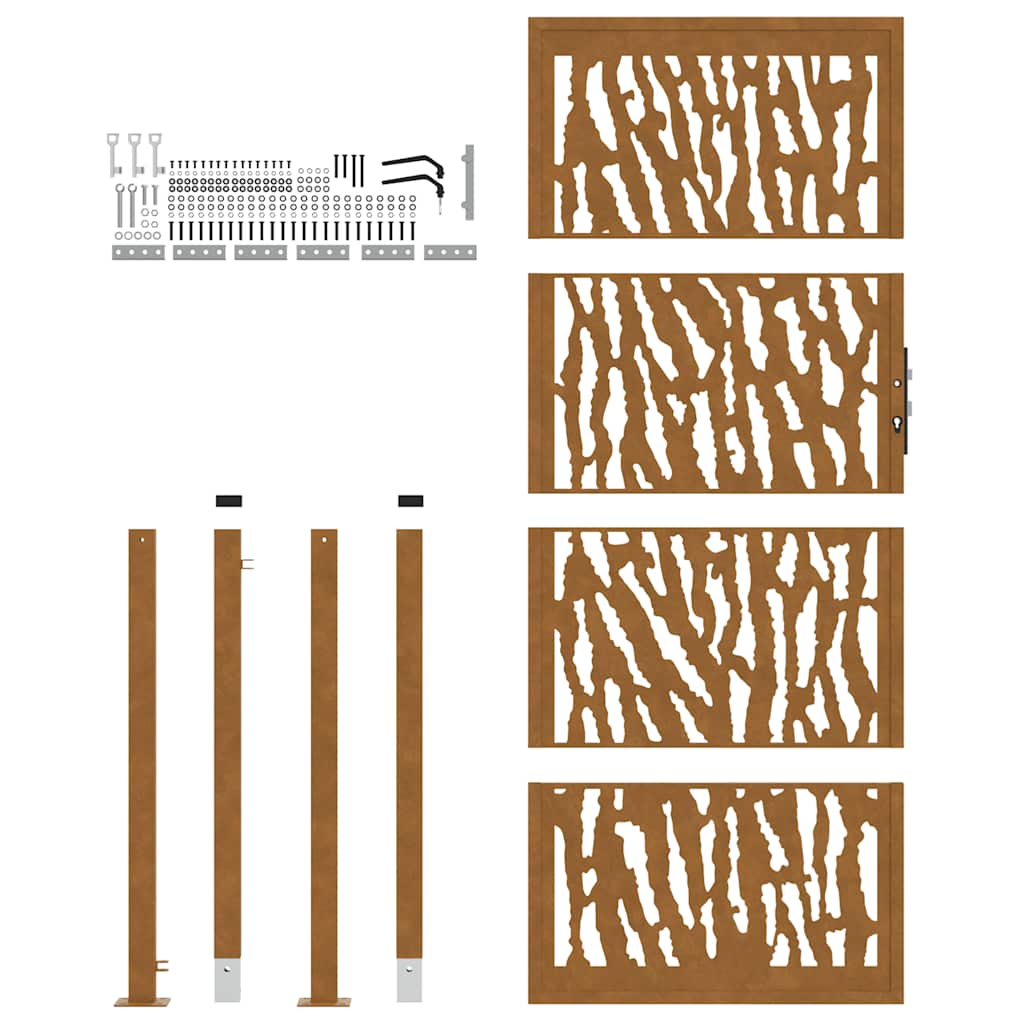 Hageport 105x205 cm oksidert stål spordesign