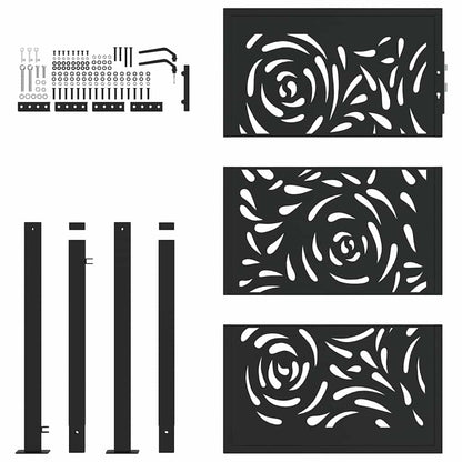 Hageport svart 105x155 cm stål flammedesign