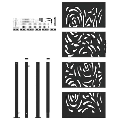 Hageport svart 105x205 cm stål flammedesign