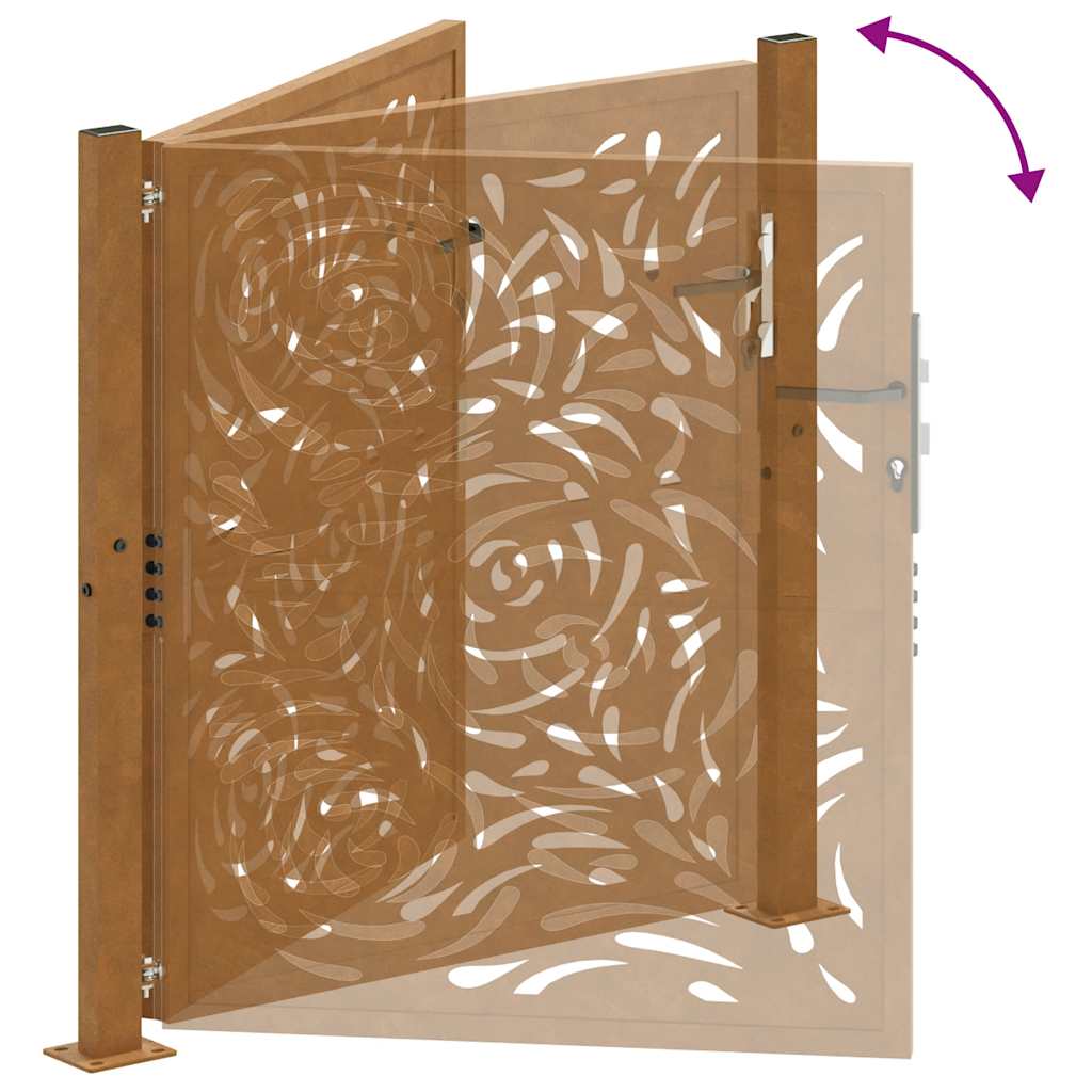 Hageport 105x105 cm oksidert stål flammedesign