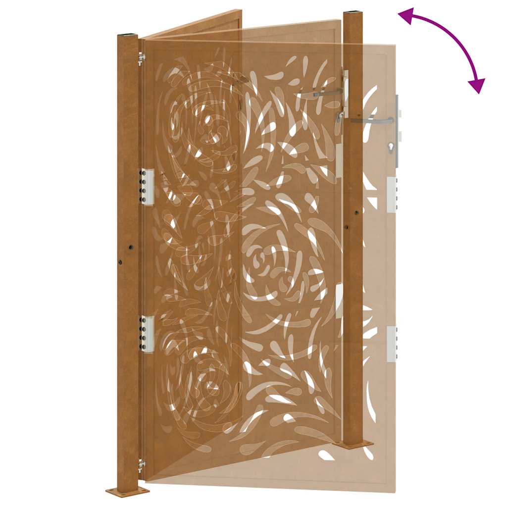 Hageport 105x155 cm oksidert stål flammedesign