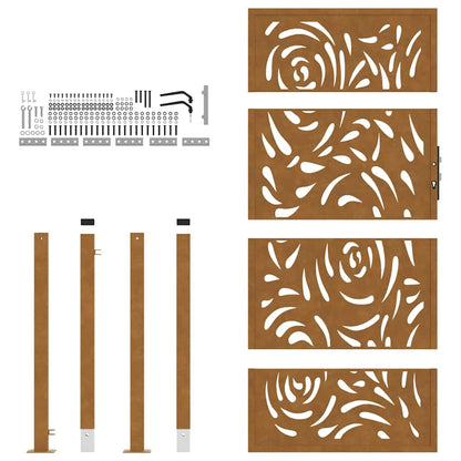 Hageport 105x180 cm oksidert stål flammedesign