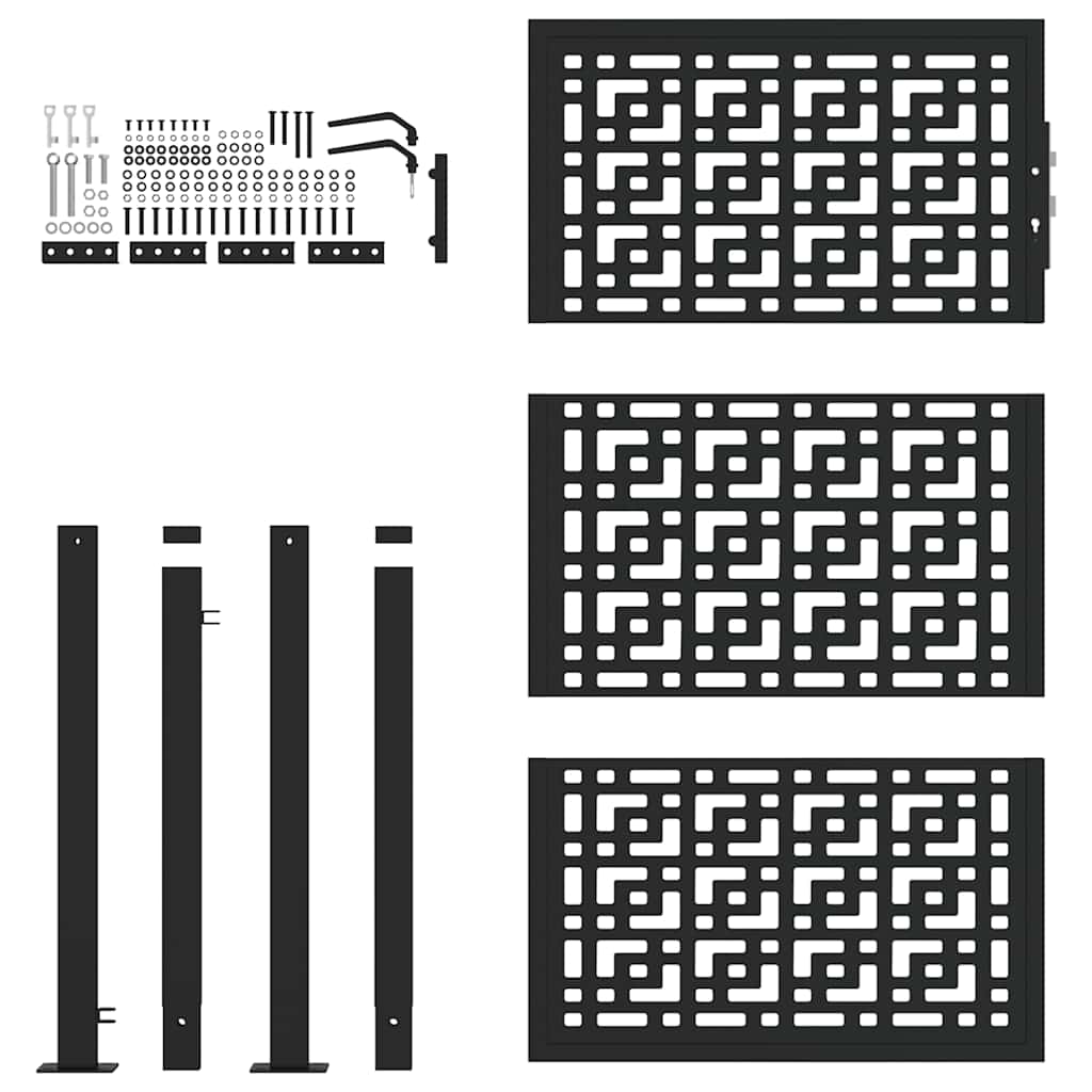 Hageport svart 105x155 cm stål kryssdesign