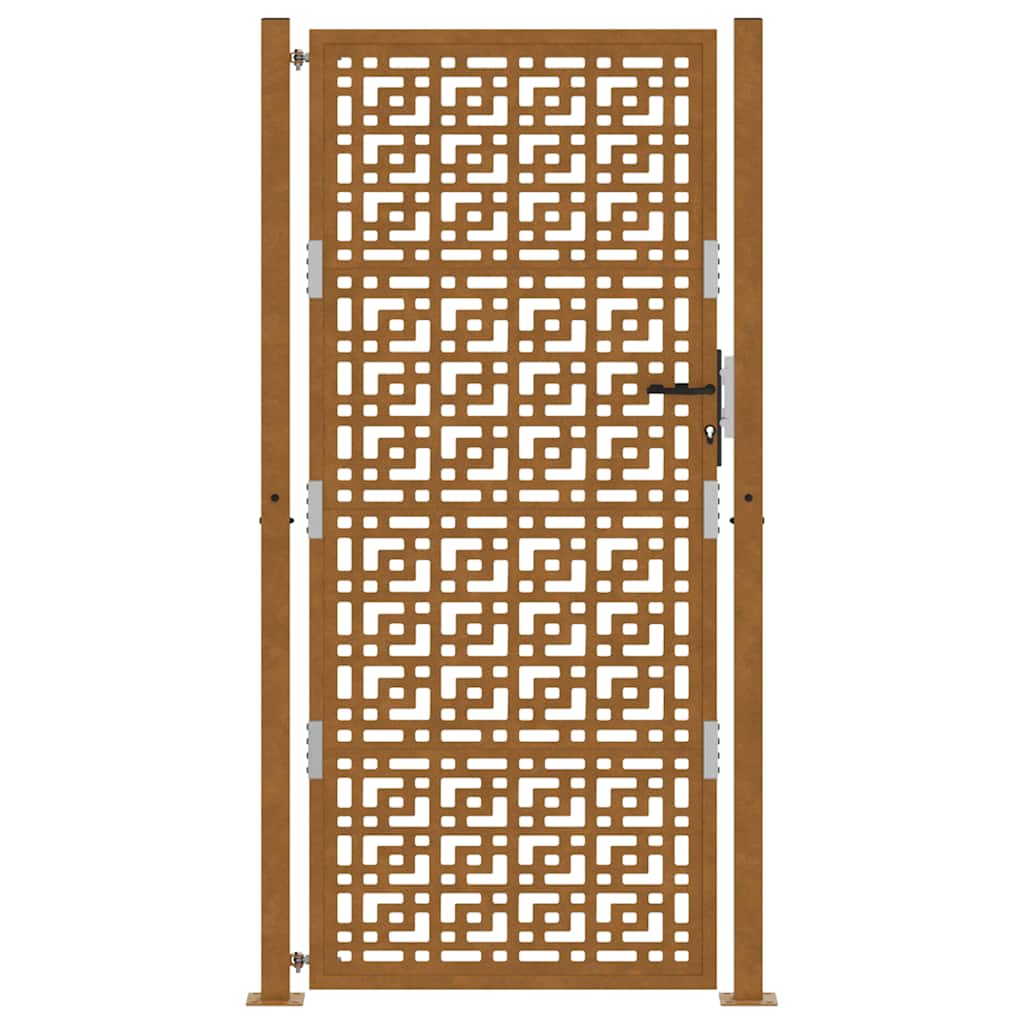 Hageport 105x130 cm oksidert stål kryssdesign