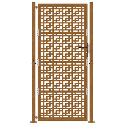 Hageport 105x130 cm oksidert stål kryssdesign