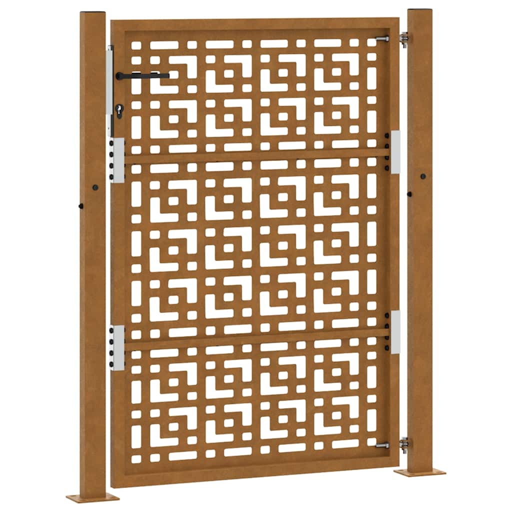 Hageport 105x130 cm oksidert stål kryssdesign