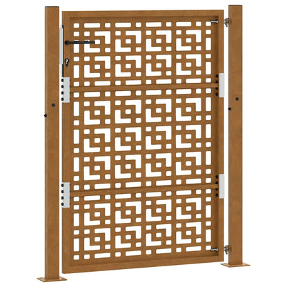 Hageport 105x130 cm oksidert stål kryssdesign