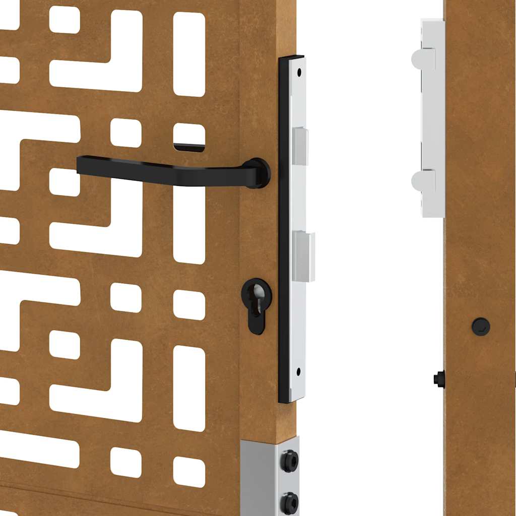 Hageport 105x130 cm oksidert stål kryssdesign