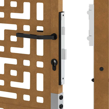 Hageport 105x130 cm oksidert stål kryssdesign