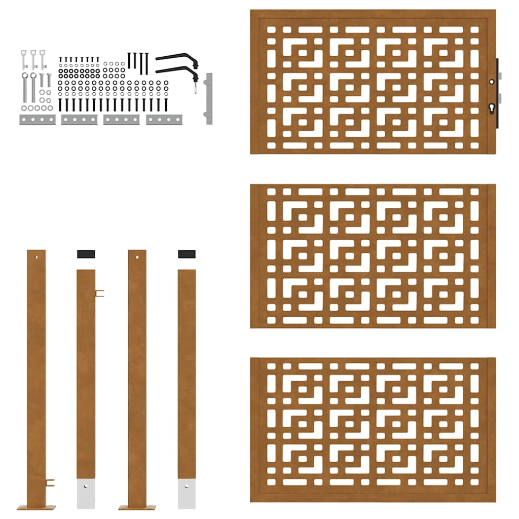 Hageport 105x155 cm oksidert stål kryssdesign