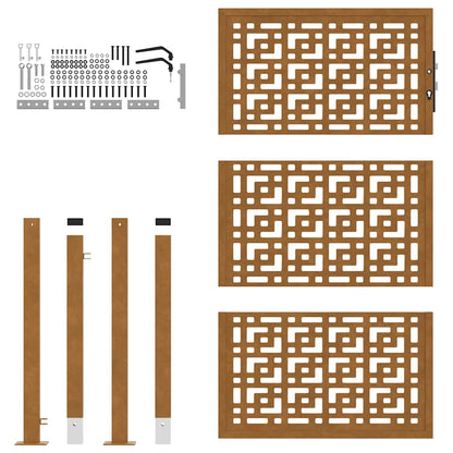 Hageport 105x155 cm oksidert stål kryssdesign