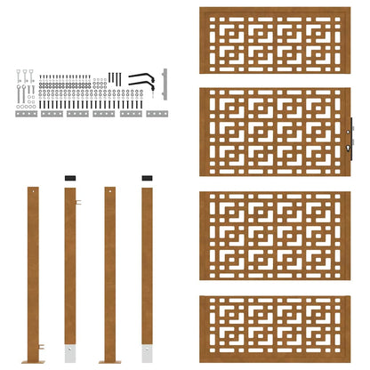 Hageport 105x180 cm oksidert stål kryssdesign