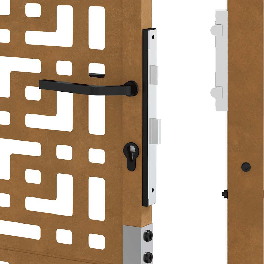 Hageport 105x180 cm oksidert stål kryssdesign