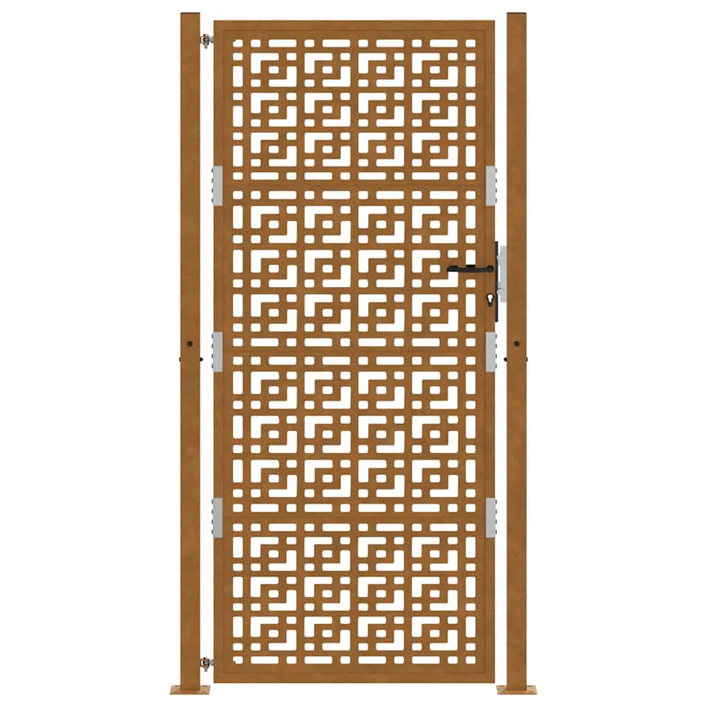 Hageport 105x205 cm oksidert stål kryssdesign