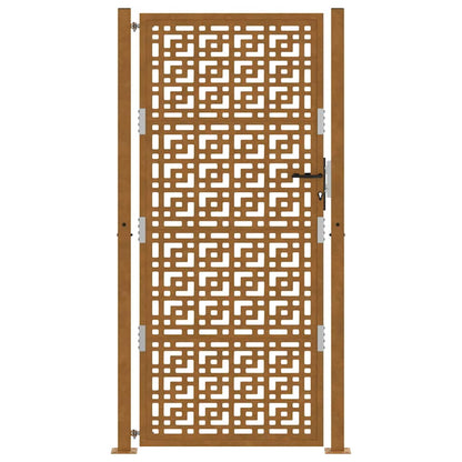 Hageport 105x205 cm oksidert stål kryssdesign