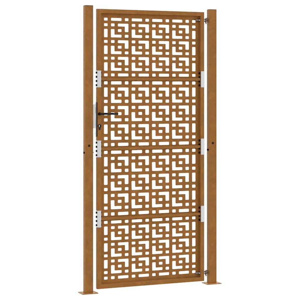 Hageport 105x205 cm oksidert stål kryssdesign