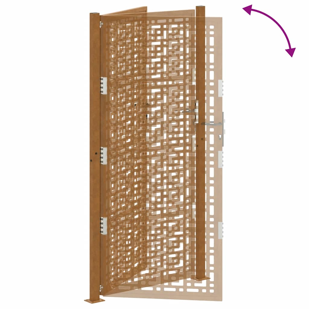 Hageport 105x205 cm oksidert stål kryssdesign