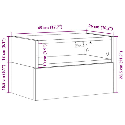 Veggmonterte nattbord 2 stk hvit 45x26x28,5 cm