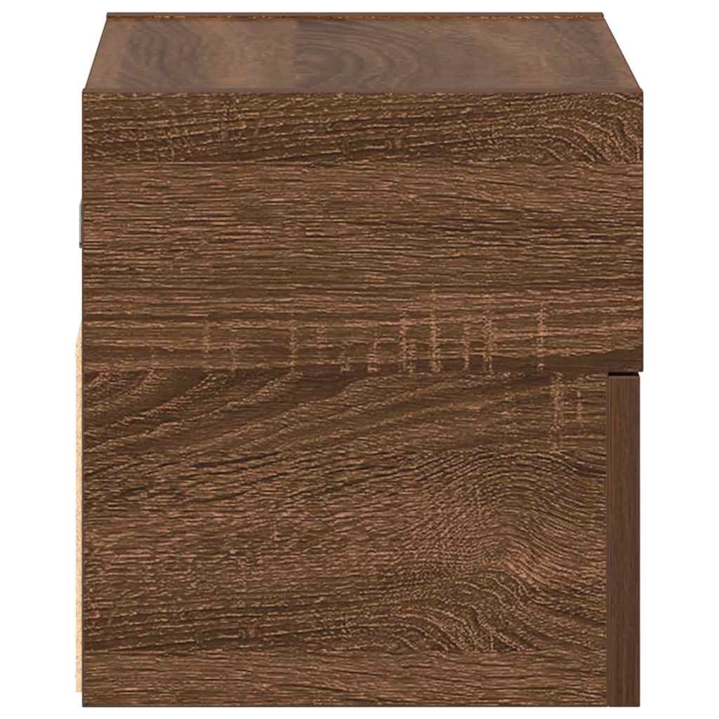 Veggmonterte nattbord 2 stk brun eik 45x26x28,5 cm