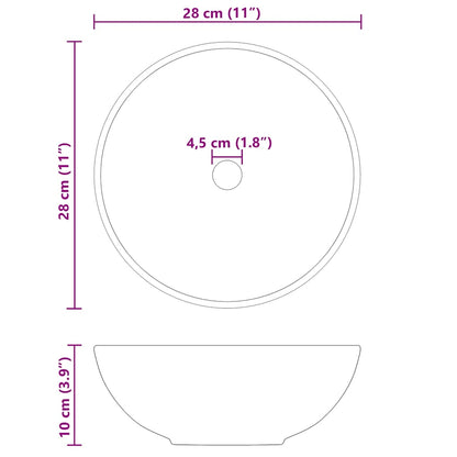 Servant blank svart Ø28x10 cm keramikk