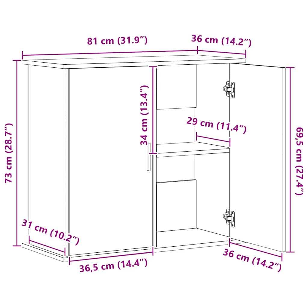 Akvariumstativ svart eik 81x36x73 cm konstruert tre