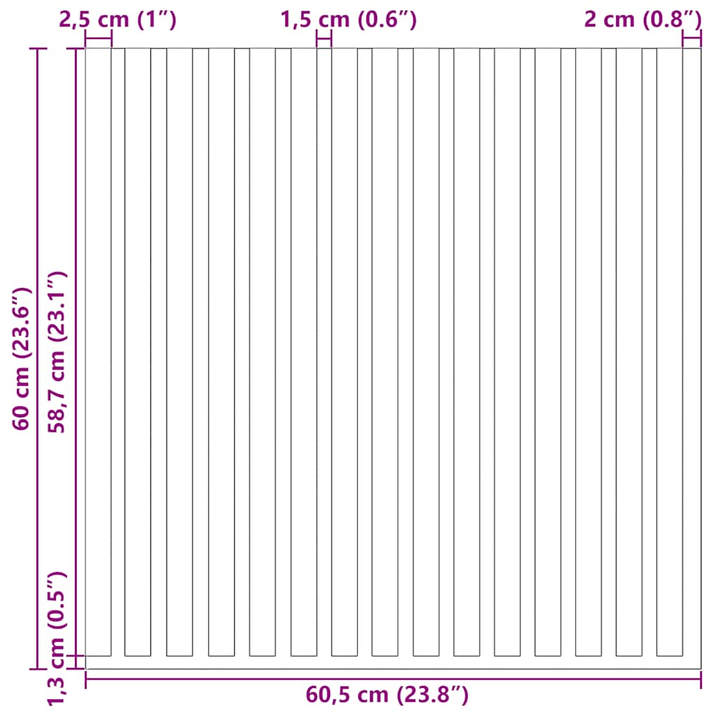 akustiske veggpaneler 2 stk lamell 60,5x60 cm eikefiner