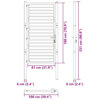 Hageport låsbar svart 100x180 cm aluminium