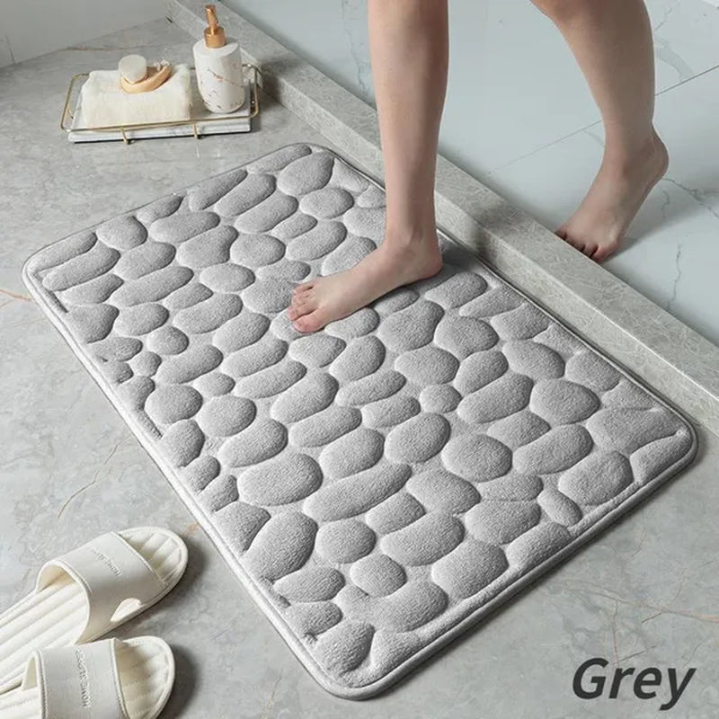 Memory Foam Bath Mat Cobblestone Bathroom Rugs Super Water Absorbent Bath Mats for Bathroom Machine Washable Bath Rugs