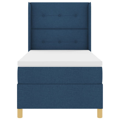 Box Spring Seng med Madras Blå 80x200 cm Stoff