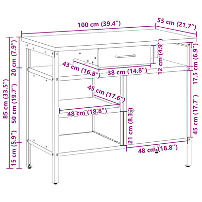 Arbeidsbenk med Låsbart Dør Svart 100x55x85 cm Stål