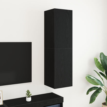 TV-benk Svart Eik 30,5x30x110 cm Konstruert Tre