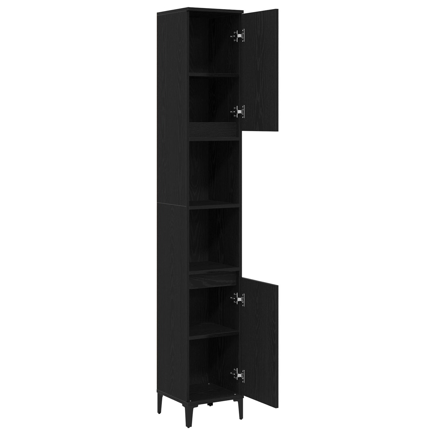 Baderomsskap Svart Eik 30x30x190 cm Konstruert Tre